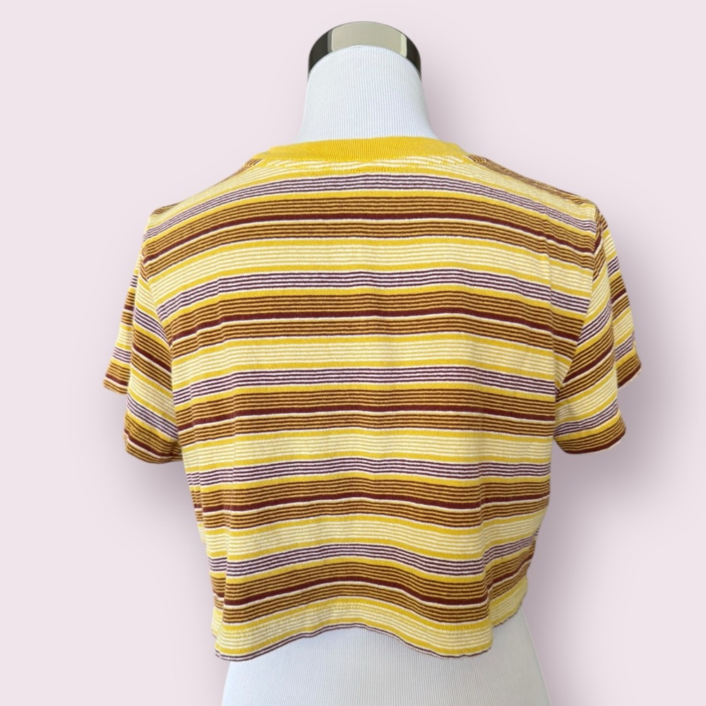 Urban Outfitters Yellow & Brown Striped Crop Tee - Picture 4 of 4